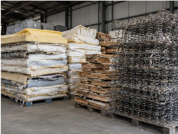 A second view of mattress recycling preparation